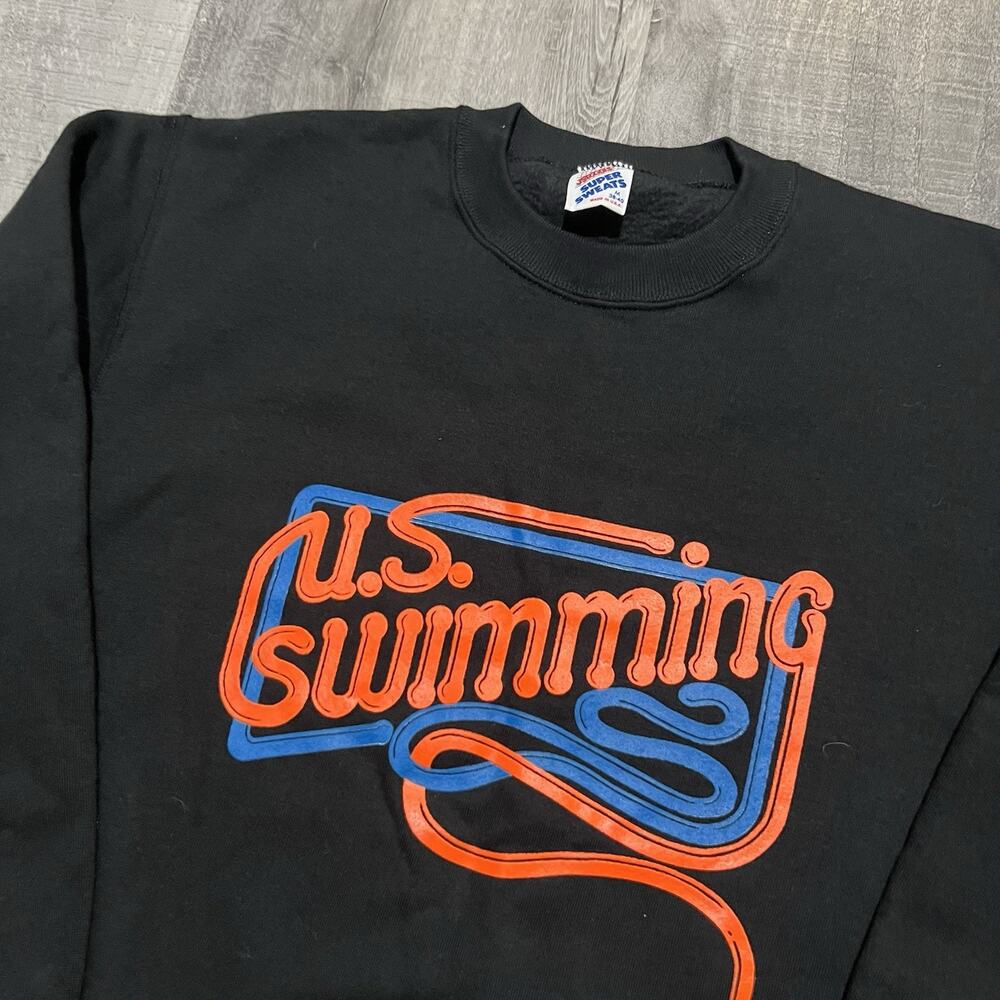 Vintage US Swimming Sweatshirt Deadstock NWT 90s Olympic Swim Diving USA Medium - Picture 2 of 4